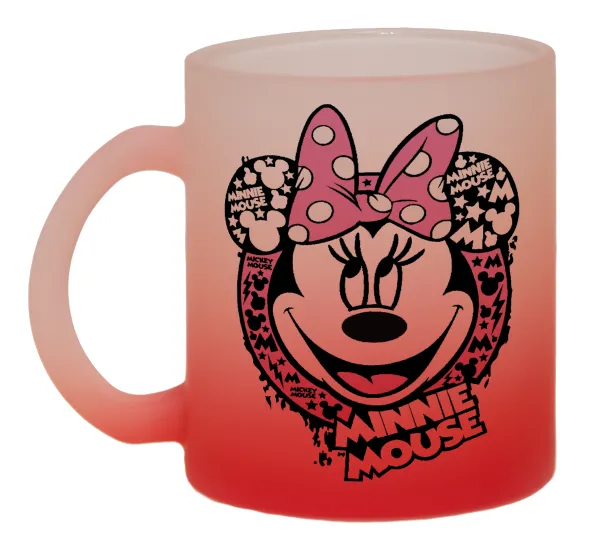 Minnie mouse — Κούπα γυάλινη δίχρωμη με βάση το κόκκινο ματ, 330ml