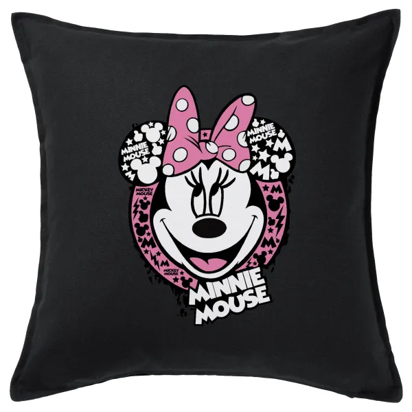 Minnie mouse — Μαξιλάρι καναπέ Μαύρο 100% βαμβάκι, περιέχεται το γέμισμα (50x50cm)
