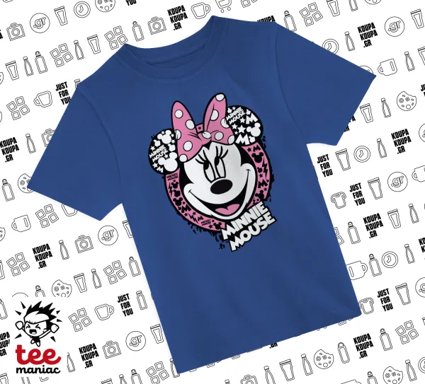 Minnie mouse — ΜΠΛΕ Παιδικό T-Shirt από 100% βαμβάκι, για κάθε μέρα. Vegan & OEKO-TEX πιστοποιημένο.
