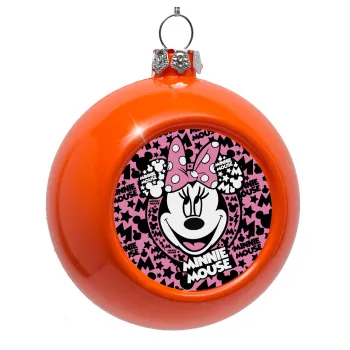 Minnie mouse, Orange Christmas tree ornament bauble 8cm