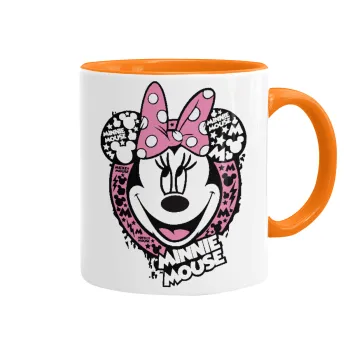 Minnie mouse, Κούπα χρωματιστή πορτοκαλί, κεραμική, 330ml
