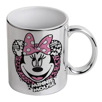 Minnie mouse, Mug ceramic, silver mirror, 330ml