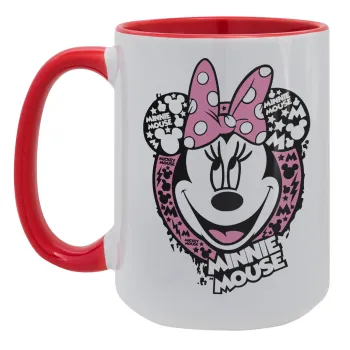 Minnie mouse, Κούπα Mega 15oz, κεραμική Κόκκινη, 450ml