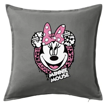 Minnie mouse, Μαξιλάρι καναπέ Γκρι 100% βαμβάκι, περιέχεται το γέμισμα (50x50cm)