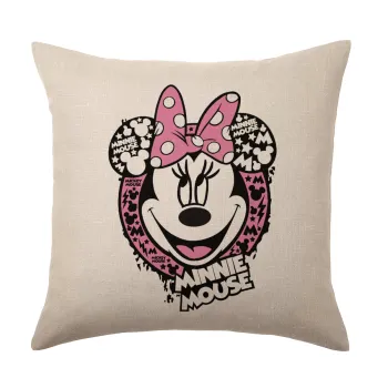 Minnie mouse, Μαξιλάρι καναπέ ΛΙΝΟ 40x40cm περιέχεται το  γέμισμα