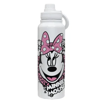 Minnie mouse, Θερμός 1L Ανοξείδωτο με Βάση Κινητού & Διπλά Τοιχώματα