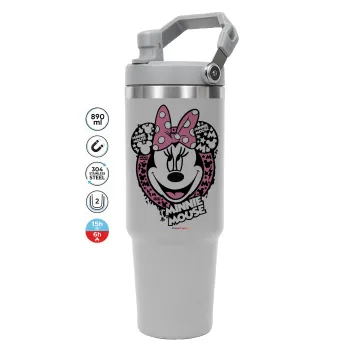 Minnie mouse, ΓΚΡΙ χρώματος Θερμός Ανοξείδωτο 890ml (30oz) με χερούλι