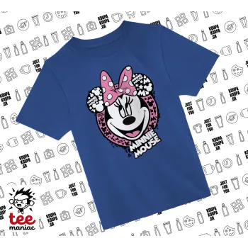 Minnie mouse, Παιδικό T-Shirt ΜΠΛΕ από 100% βαμβάκι, για κάθε μέρα. Vegan & OEKO-TEX πιστοποιημένο.