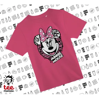 Minnie mouse, ΡΟΖ παιδικό T-Shirt από 100% βαμβάκι, για κάθε μέρα. Vegan & OEKO-TEX πιστοποιημένο.