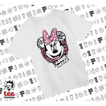 Minnie mouse, Άνετο παιδικό T-Shirt ΛΕΥΚΟ από 100% βαμβάκι, για κάθε μέρα. Vegan & OEKO-TEX πιστοποιημένο.