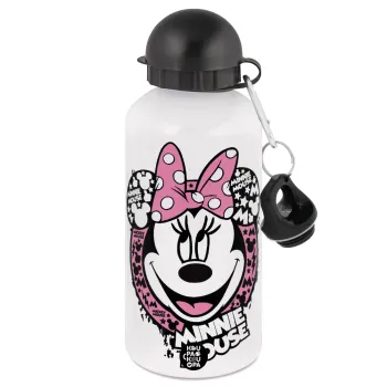 Minnie mouse, Μεταλλικό παγούρι νερού, Λευκό, αλουμινίου 500ml
