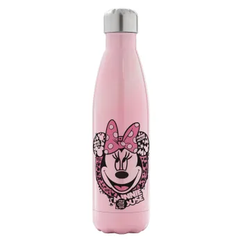 Minnie mouse, Metal mug thermos Pink Iridiscent (Stainless steel), double wall, 500ml