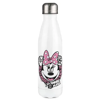 Minnie mouse, Metal mug thermos White (Stainless steel), double wall, 500ml
