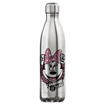 Minnie mouse, Μεταλλικό παγούρι θερμός Inox (Stainless steel), διπλού τοιχώματος, 750ml