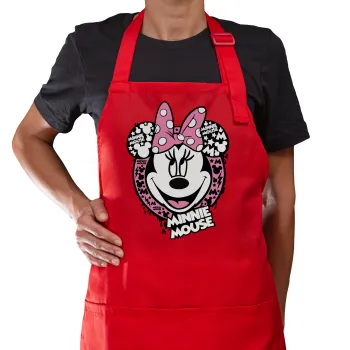 Minnie mouse, Ποδιά Μακριά Σεφ ολόσωμη με τσέπες Κόκκινη (ΕΝΗΛΙΚΩΝ)