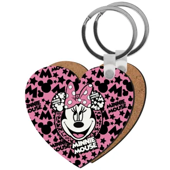 Minnie mouse, Μπρελόκ Ξύλινο καρδιά MDF