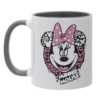 Minnie mouse, Κούπα χρωματιστή γκρι, κεραμική, 330ml