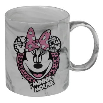 Minnie mouse, Κούπα κεραμική, marble style (μάρμαρο), 330ml