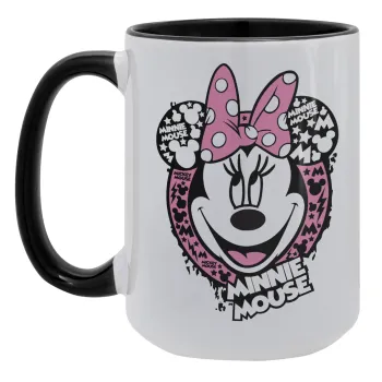 Minnie mouse, Κούπα Mega 15oz, κεραμική Μαύρη, 450ml