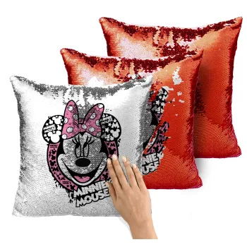 Minnie mouse, Μαξιλάρι καναπέ Μαγικό Κόκκινο με πούλιες 40x40cm περιέχεται το γέμισμα