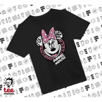 Minnie mouse, Άνετο παιδικό T-Shirt ΜΑΥΡΟ από 100% βαμβάκι, για κάθε μέρα. Vegan & OEKO-TEX πιστοποιημένο.