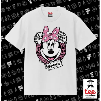 Minnie mouse, Κλασικό T-Shirt, διπλής ραφής, χωρίς πλευρικές ραφές ΛΕΥΚΟ από 100% βαμβάκι. Vegan & OEKO-TEX πιστοποιημένο.