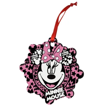 Minnie mouse, Christmas ornament snowflake wooden 7.5cm