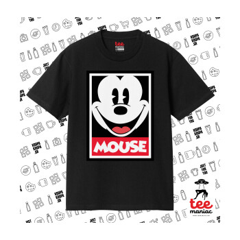 Mickey Mouse, Κλασικό T-Shirt, διπλής ραφής, χωρίς πλευρικές ραφές ΜΑΥΡΟ από 100% βαμβάκι. Vegan & OEKO-TEX πιστοποιημένο.
