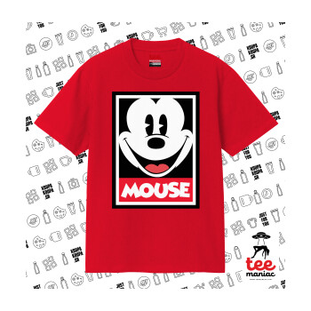 Μίκυ Μάους, Κλασικό T-Shirt, διπλής ραφής, χωρίς πλευρικές ραφές ΚΟΚΚΙΝΟ από 100% βαμβάκι. Vegan & OEKO-TEX πιστοποιημένο.