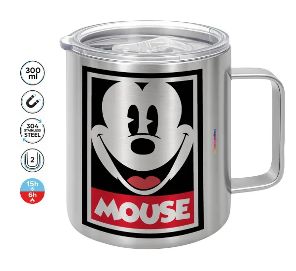 Mickey Mouse — Double-walled stainless steel mug 300ml with temperature-retaining lid