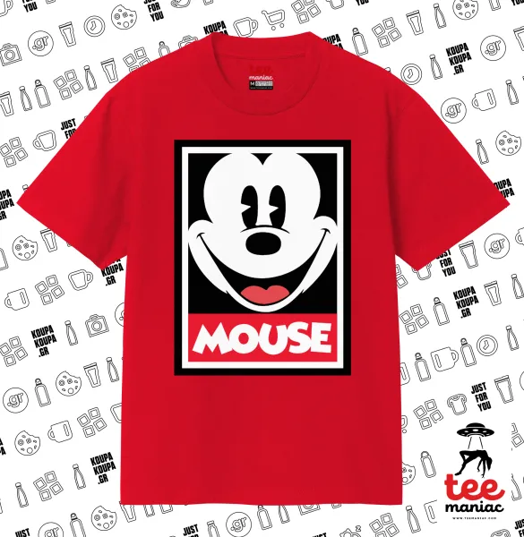 Μίκυ Μάους — ΚΟΚΚΙΝΟ Κλασικό T-Shirt, διπλής ραφής, χωρίς πλευρικές ραφές από 100% βαμβάκι. Vegan & OEKO-TEX πιστοποιημένο.
