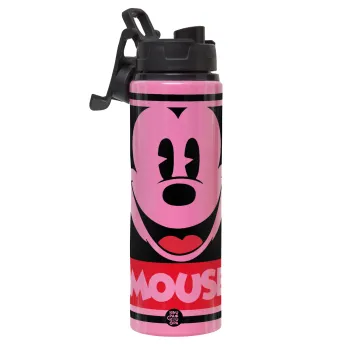 Mickey Mouse, Metallic water bottle with safety lid, 850ml aluminum