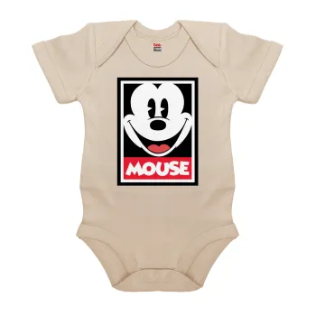 Μίκυ Μάους, Βρεφικό φορμάκι μωρού, 0-18 μηνών, Natural (Εκρού), 100% Organic Cotton, κοντομάνικο