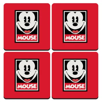 Μίκυ Μάους, ΣΕΤ 4 Σουβέρ ξύλινα τετράγωνα (9cm)
