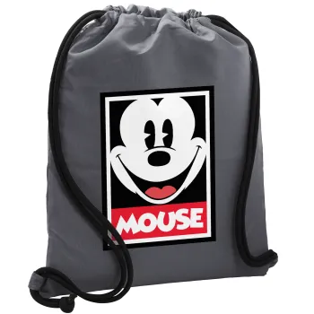 Μίκυ Μάους, Τσάντα πλάτης πουγκί GYMBAG ΓΚΡΙ, με τσέπη (40x48cm) & χονδρά κορδόνια
