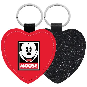 Μίκυ Μάους, Μπρελόκ PU δερμάτινο glitter καρδιά ΜΑΥΡΟ