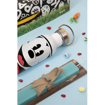 Μίκυ Μάους, Πασχαλινή Λαμπάδα με παγούρι μεταλλικό (620ml, stainless steel) & κερί αρωματικό πλακέ (30cm) (ΤΙΡΚΟΥΑΖ)