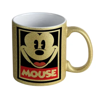 Mickey Mouse, Κούπα Χρυσή Glitter που γυαλίζει, κεραμική, 330ml