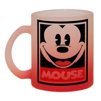 Mickey Mouse, Κούπα γυάλινη δίχρωμη με βάση το κόκκινο ματ, 330ml