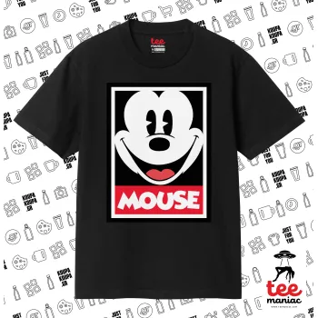 Μίκυ Μάους, Κλασικό T-Shirt, διπλής ραφής, χωρίς πλευρικές ραφές ΜΑΥΡΟ από 100% βαμβάκι. Vegan & OEKO-TEX πιστοποιημένο.