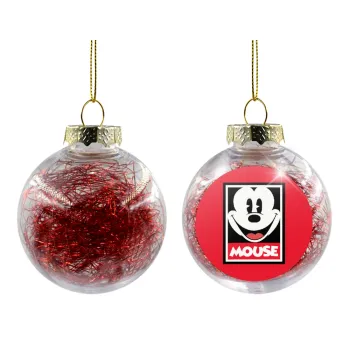 Mickey Mouse, Transparent Christmas tree ball ornament with red filling 8cm