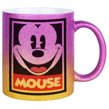 Μίκυ Μάους, Κούπα Χρυσή/Ροζ Glitter, κεραμική, 330ml