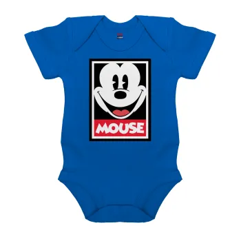 Μίκυ Μάους, Βρεφικό φορμάκι μωρού, Μπλε Κοβαλτίου, 100% Organic Cotton, κοντομάνικο