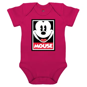 Mickey Mouse, Βρεφικό φορμάκι μωρού, 0-18 μηνών, ΡΟΖ, 100% Organic Cotton, κοντομάνικο