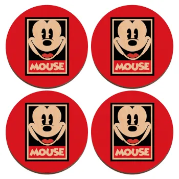 Μίκυ Μάους, ΣΕΤ x4 Σουβέρ ξύλινα στρογγυλά plywood (9cm)