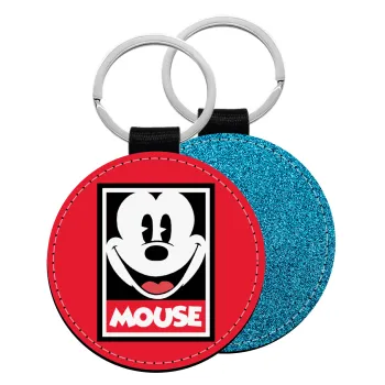 Mickey Mouse, Μπρελόκ Δερματίνη, στρογγυλό ΜΠΛΕ (5cm)