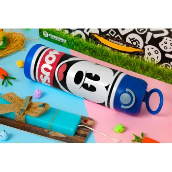 Μίκυ Μάους, Πασχαλινή Λαμπάδα με Παιδικό παγούρι θερμό, ανοξείδωτο, με καλαμάκι ασφαλείας, ΜΠΛΕ (500ml)