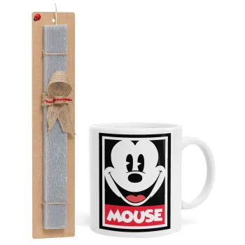 Μίκυ Μάους, Πασχαλινή Λαμπάδα με Κούπα κεραμική (330ml) & κερί αρωματικό πλακέ (30cm) (ΓΚΡΙ)