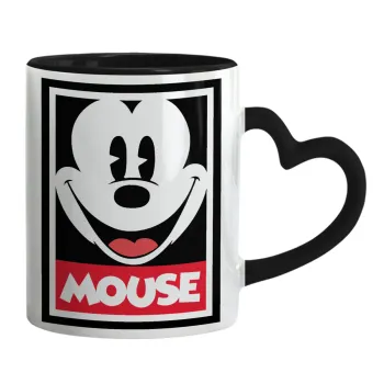 Μίκυ Μάους, Κούπα καρδιά χερούλι μαύρη, κεραμική, 330ml