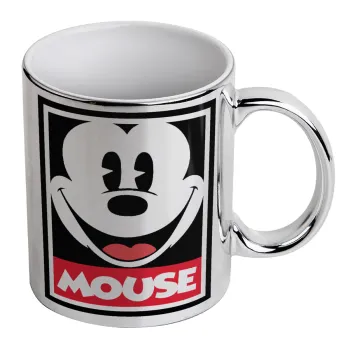 Mickey Mouse, Mug ceramic, silver mirror, 330ml